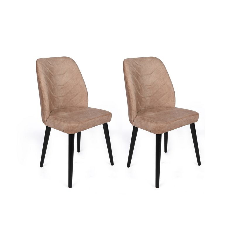 Casa si Gradina - Mobilier - Scaune si fotolii - Scaune - Set scaune (4 bucăți) Hanah Home, catifea, 50 x 49 x 90 cm, bej-cenușiu/negru, 974NMB1578 - Infinity.ro