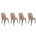 Casa si Gradina - Mobilier - Scaune si fotolii - Scaune - Set scaune (4 bucăți) Hanah Home, catifea, 50 x 49 x 90 cm, bej/negru, 974NMB1555 - Infinity.ro