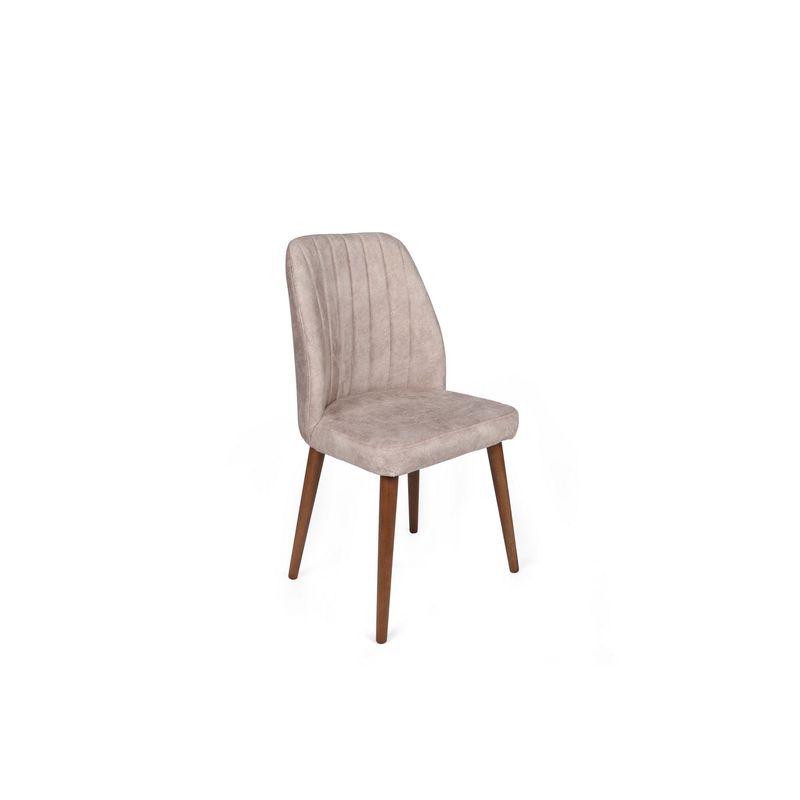 Casa si Gradina - Mobilier - Scaune si fotolii - Scaune - Set scaune (2 bucăți) Hanah Home, catifea, 50 x 49 x 90 cm, bej-cenușiu/nuc, 974NMB1639 - Infinity.ro