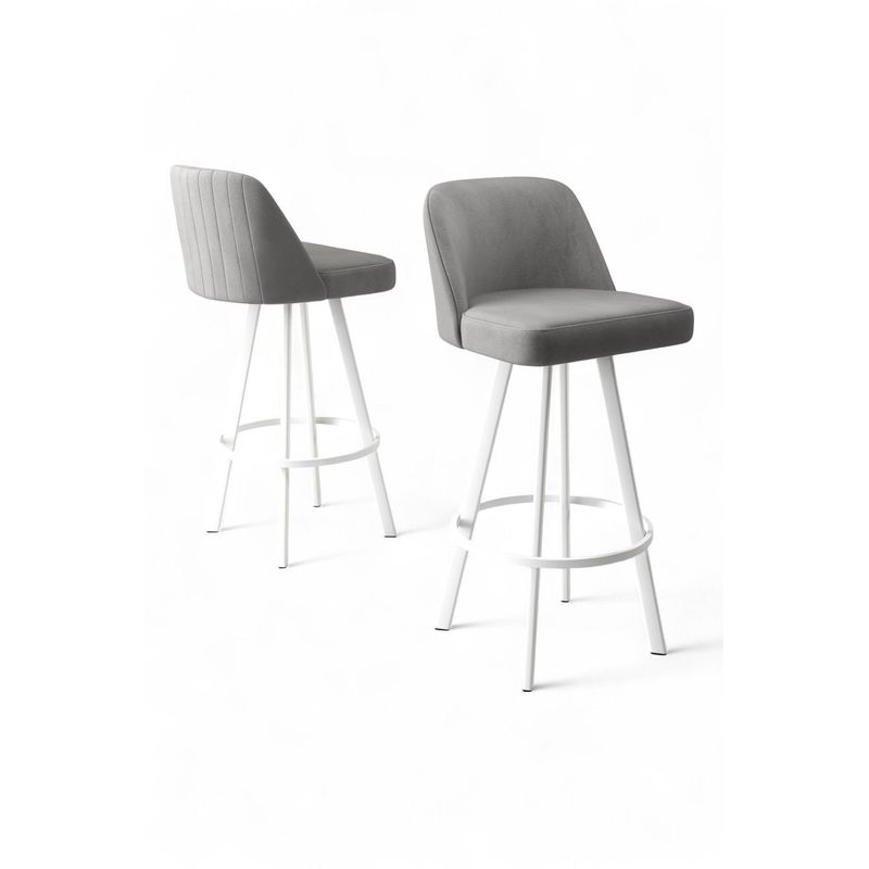Casa si Gradina - Mobilier - Scaune si fotolii - Scaune - Set scaune bar (6 bucăți) Hanah Home, metal, 44 x 42 x 105 cm, gri/alb, 240CHR1890 - Infinity.ro
