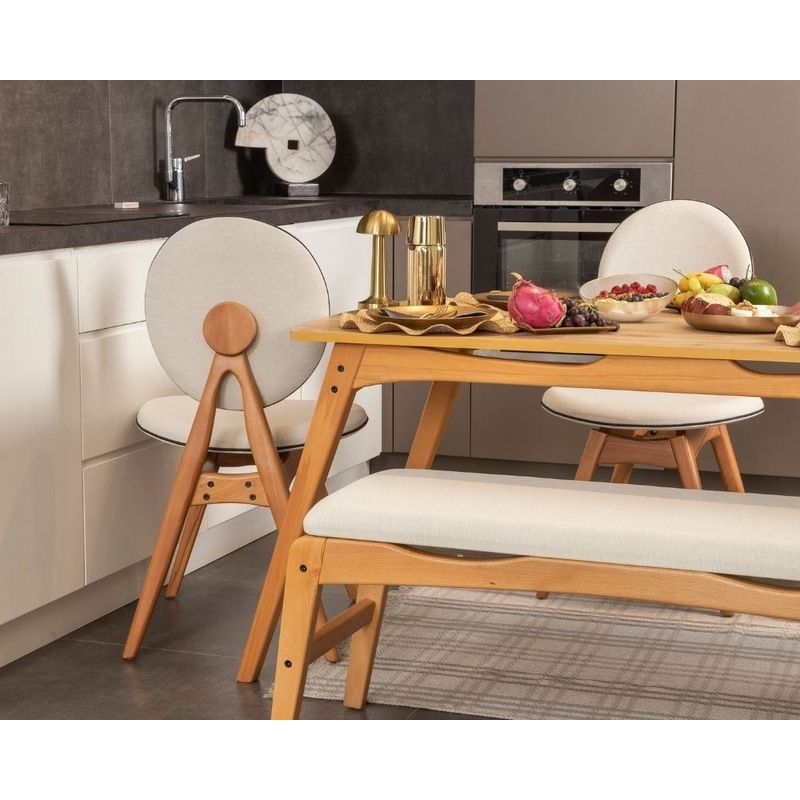 Casa si Gradina - Mobilier - Seturi de mobilier - Seturi mese si scaune - Set masă/scaune (6 bucăți) Hanah Home, MDF, 52 x 44 x 91 cm, stejar/bej, 998VOW2160 - Infinity.ro