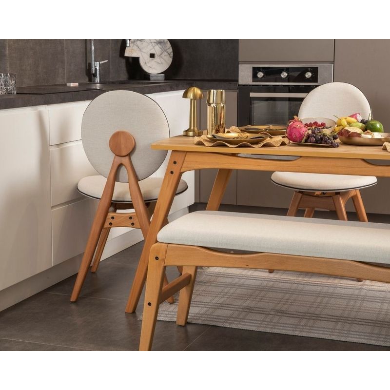 Casa si Gradina - Mobilier - Seturi de mobilier - Seturi mese si scaune - Set masă/scaune (6 bucăți) Hanah Home, MDF, 52 x 44 x 91 cm, stejar/bej, 998VOW2160 - Infinity.ro