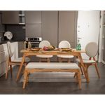 Casa si Gradina - Mobilier - Seturi de mobilier - Seturi mese si scaune - Set masă/scaune (6 bucăți) Hanah Home, MDF, 52 x 44 x 91 cm, stejar/bej, 998VOW2160 - Infinity.ro