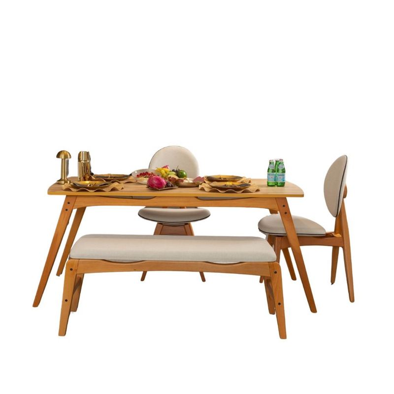 Casa si Gradina - Mobilier - Seturi de mobilier - Seturi mese si scaune - Set masă/scaune (4 bucăți) Hanah Home, MDF, 52 x 44 x 91 cm, stejar/bej, 998VOW2159 - Infinity.ro