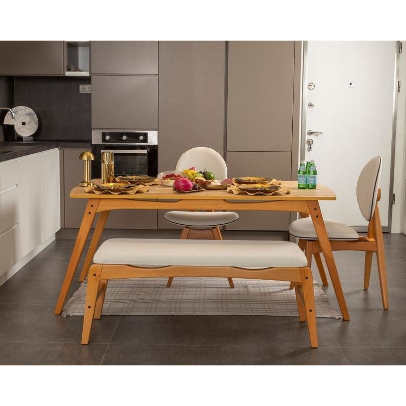 Casa si Gradina - Mobilier - Seturi de mobilier - Seturi mese si scaune - Set masă/scaune (4 bucăți) Hanah Home, MDF, 52 x 44 x 91 cm, stejar/bej, 998VOW2159 - Infinity.ro