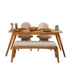 Casa si Gradina - Mobilier - Seturi de mobilier - Seturi mese si scaune - Set masă/scaune (4 bucăți) Hanah Home, MDF, 52 x 44 x 91 cm, stejar/bej, 998VOW2159 - Infinity.ro