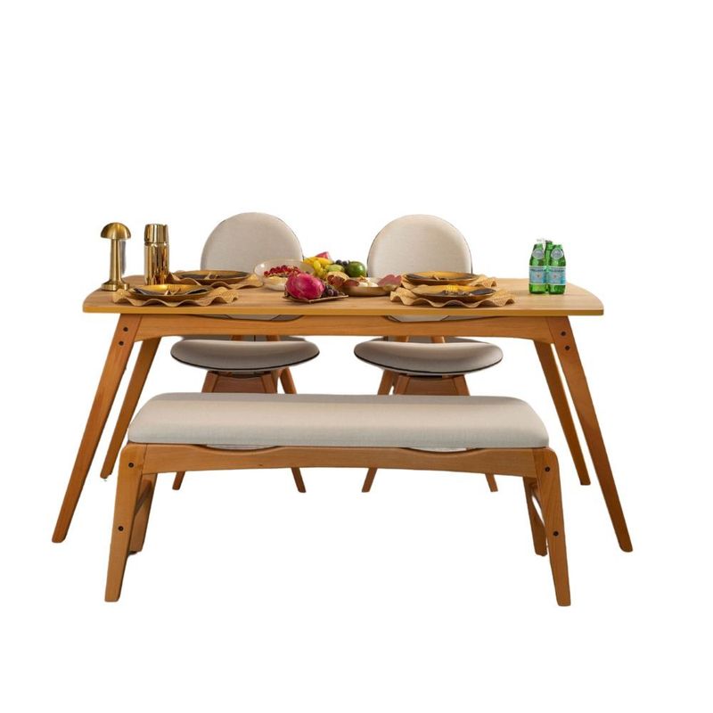 Casa si Gradina - Mobilier - Seturi de mobilier - Seturi mese si scaune - Set masă/scaune (4 bucăți) Hanah Home, MDF, 52 x 44 x 91 cm, stejar/bej, 998VOW2159 - Infinity.ro