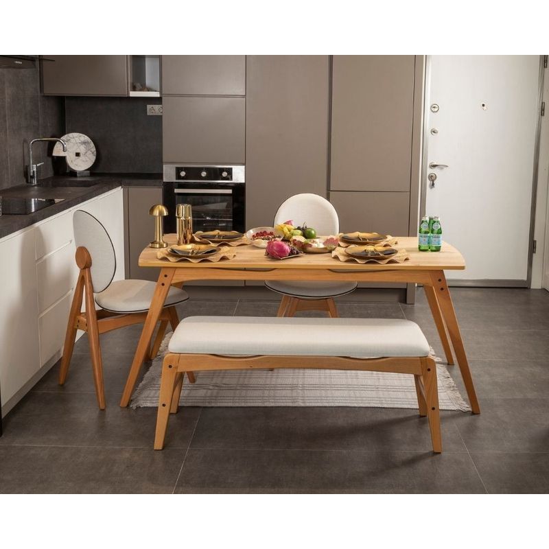 Casa si Gradina - Mobilier - Seturi de mobilier - Seturi mese si scaune - Set masă/scaune (4 bucăți) Hanah Home, MDF, 52 x 44 x 91 cm, stejar/bej, 998VOW2159 - Infinity.ro