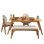 Casa si Gradina - Mobilier - Seturi de mobilier - Seturi mese si scaune - Set masă/scaune (4 bucăți) Hanah Home, MDF, 52 x 44 x 91 cm, stejar/bej, 998VOW2159 - Infinity.ro
