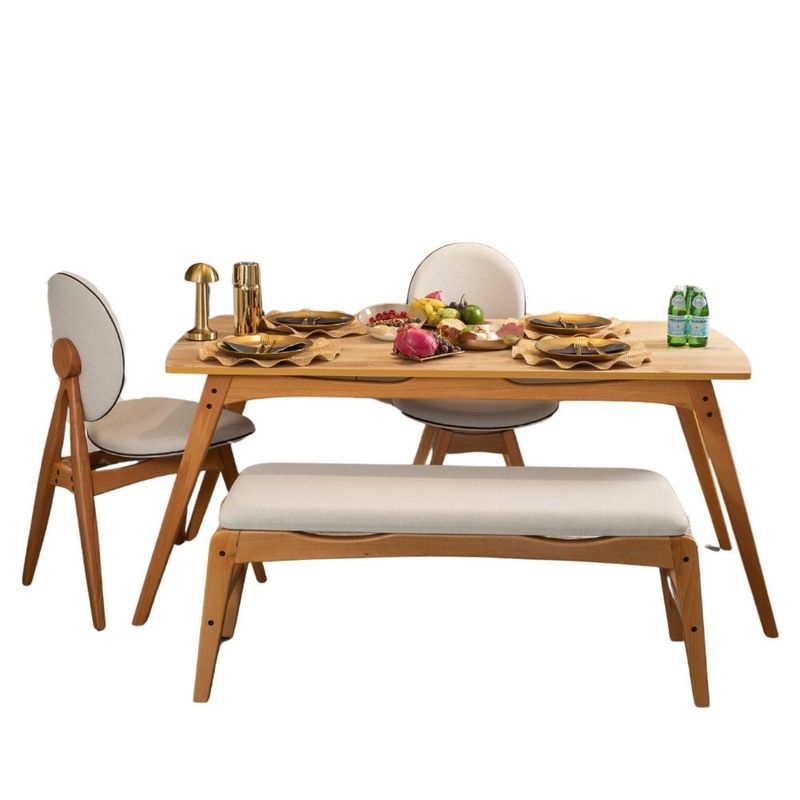 Casa si Gradina - Mobilier - Seturi de mobilier - Seturi mese si scaune - Set masă/scaune (4 bucăți) Hanah Home, MDF, 52 x 44 x 91 cm, stejar/bej, 998VOW2159 - Infinity.ro