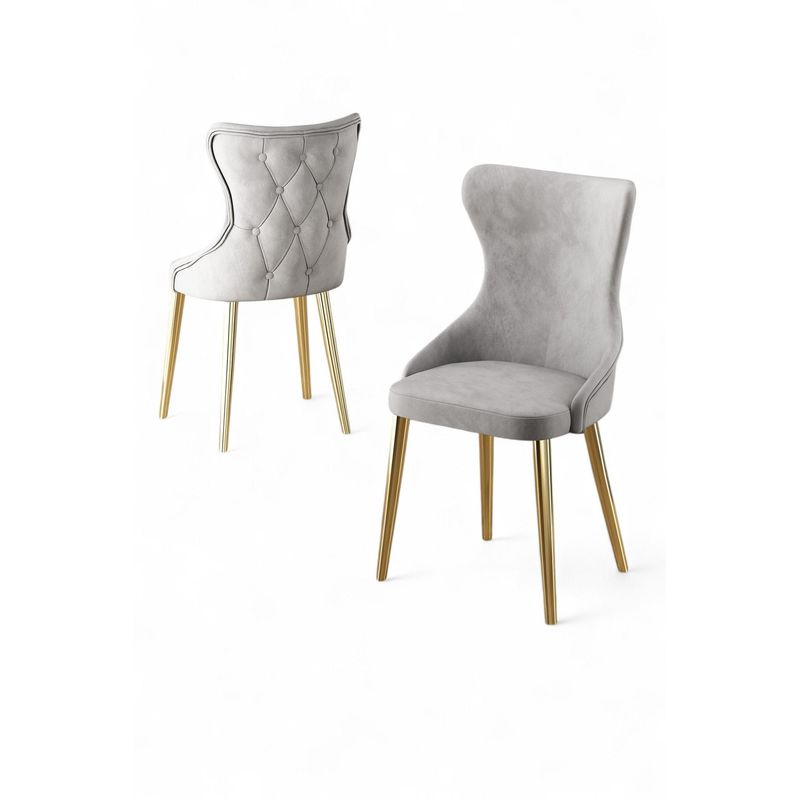 Casa si Gradina - Mobilier - Scaune si fotolii - Scaune - Set scaune (6 bucăți) Hanah Home, placaj, 45 x 46 x 91 cm, gri/auriu, 240CHR1830 - Infinity.ro