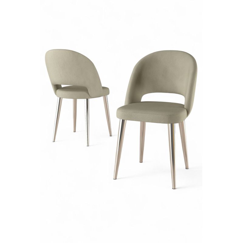 Casa si Gradina - Mobilier - Scaune si fotolii - Scaune - Set scaune (6 bucăți) Hanah Home, placaj, 47 x 47 x 86 cm, crem/chrome, 240CHR1853 - Infinity.ro