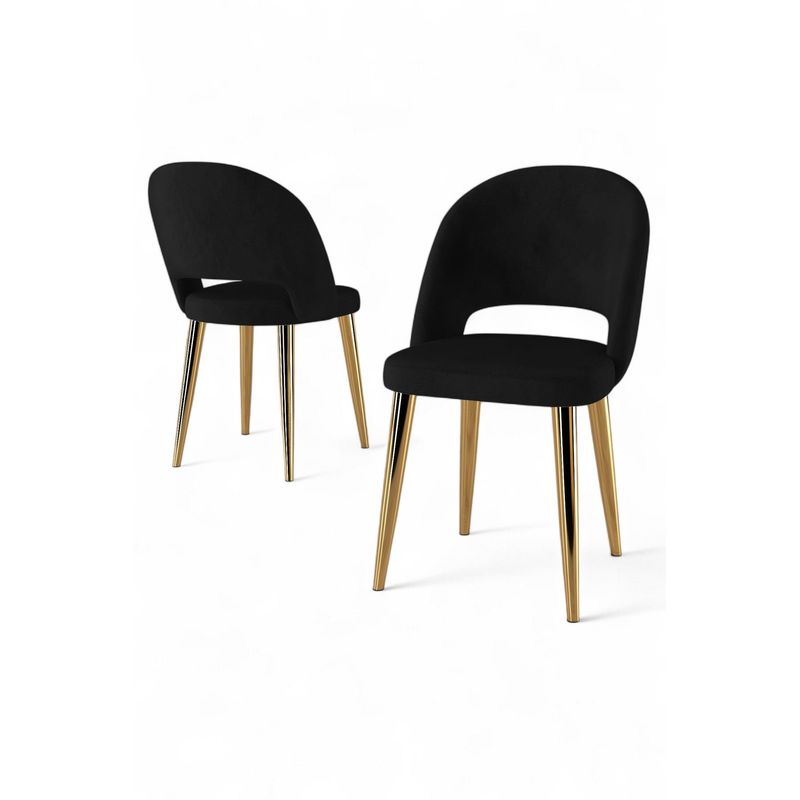 Casa si Gradina - Mobilier - Scaune si fotolii - Scaune - Set scaune (6 bucăți) Hanah Home, placaj, 47 x 47 x 86 cm, negru/auriu, 240CHR1849 - Infinity.ro