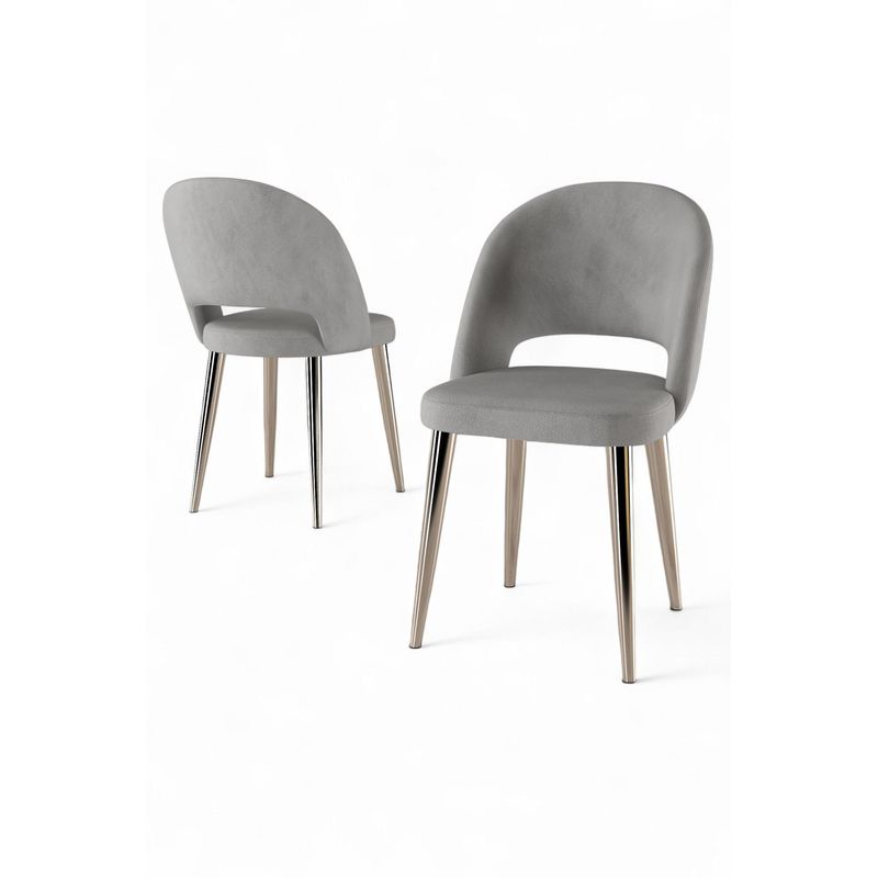 Casa si Gradina - Mobilier - Scaune si fotolii - Scaune - Set scaune (6 bucăți) Hanah Home, placaj, 47 x 47 x 86 cm, gri/chrome, 240CHR1855 - Infinity.ro