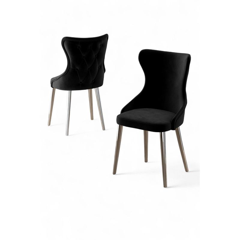 Casa si Gradina - Mobilier - Scaune si fotolii - Scaune - Set scaune (6 bucăți) Hanah Home, placaj, 45 x 46 x 91 cm, negru/chrome, 240CHR1834 - Infinity.ro