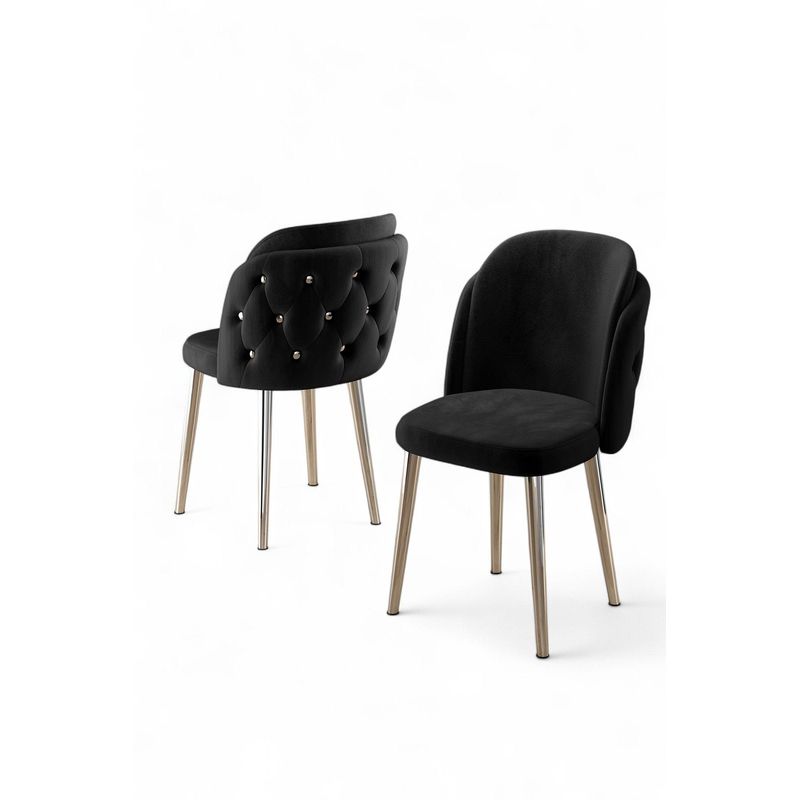 Casa si Gradina - Mobilier - Scaune si fotolii - Scaune - Set scaune (6 bucăți) Hanah Home, placaj, 45 x 46 x 82 cm, negru/chrome, 240CHR1814 - Infinity.ro