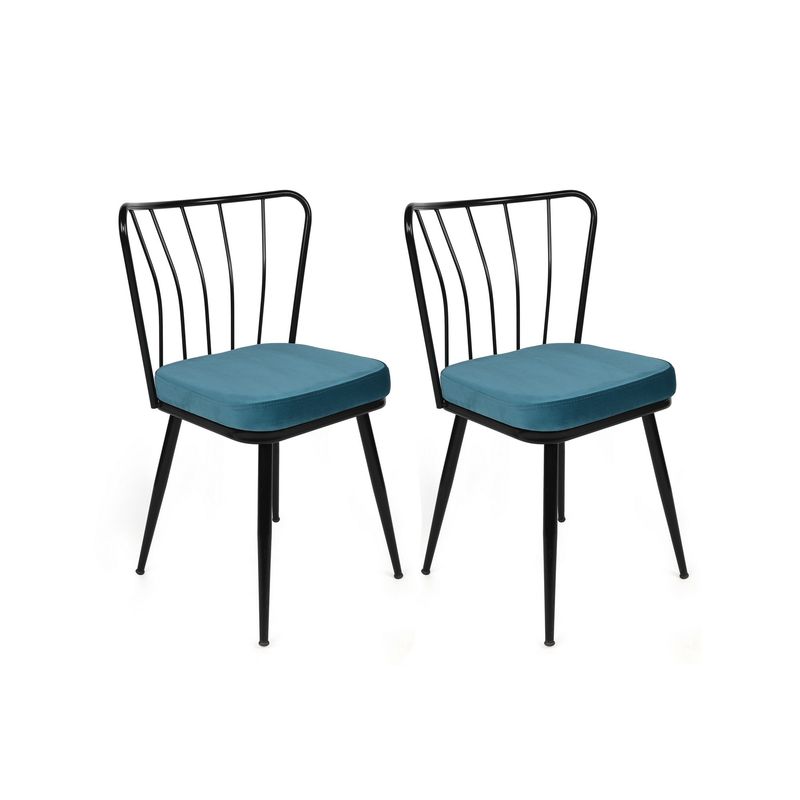 Casa si Gradina - Mobilier - Scaune si fotolii - Scaune - Set scaune (4 bucăți) Hanah Home, PAL melaminat, 43 x 42 x 82 cm, albastru/negru, 974NMB1629 - Infinity.ro
