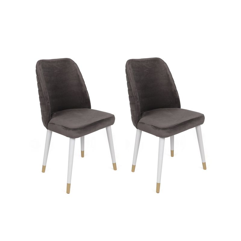 Casa si Gradina - Mobilier - Scaune si fotolii - Scaune - Set scaune (4 bucăți) Hanah Home, catifea, 50 x 49 x 90 cm, antracit/alb/auriu, 974NMB1599 - Infinity.ro