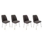 Casa si Gradina - Mobilier - Scaune si fotolii - Scaune - Set scaune (4 bucăți) Hanah Home, catifea, 50 x 49 x 90 cm, antracit/alb/auriu, 974NMB1599 - Infinity.ro