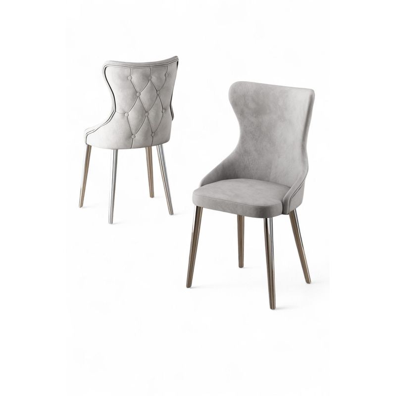 Casa si Gradina - Mobilier - Scaune si fotolii - Scaune - Set scaune (4 bucăți) Hanah Home, placaj, 45 x 46 x 91 cm, gri/chrome, 240CHR1825 - Infinity.ro