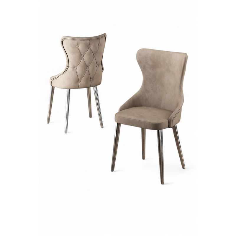 Casa si Gradina - Mobilier - Scaune si fotolii - Scaune - Set scaune (4 bucăți) Hanah Home, placaj, 45 x 46 x 91 cm, cappuccino/chrome, 240CHR1826 - Infinity.ro