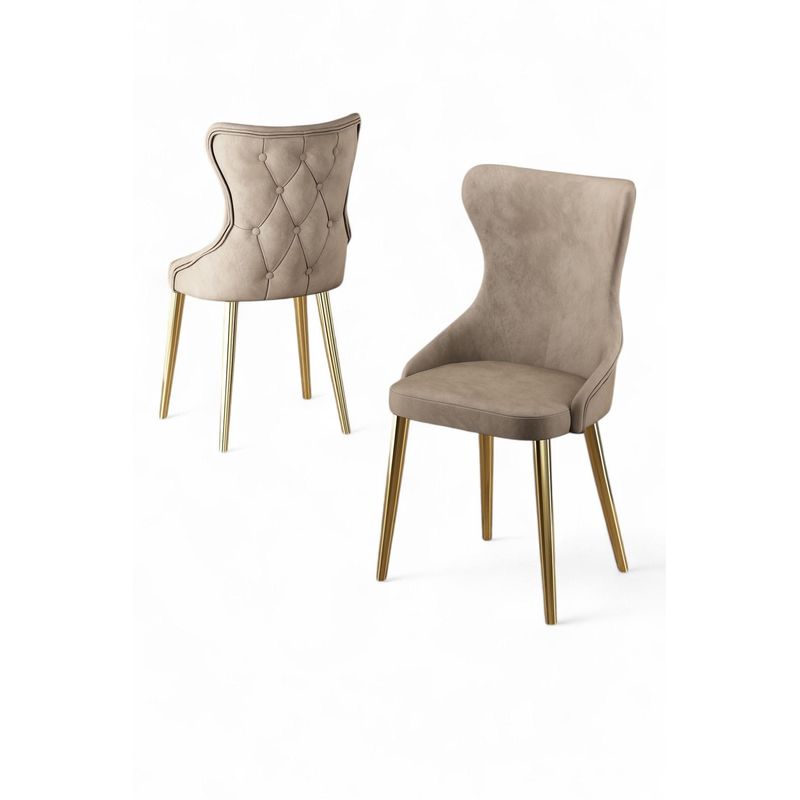 Casa si Gradina - Mobilier - Scaune si fotolii - Scaune - Set scaune (4 bucăți) Hanah Home, placaj, 45 x 46 x 91 cm, cappuccino/auriu, 240CHR1821 - Infinity.ro