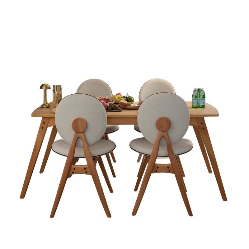 Casa si Gradina - Mobilier - Seturi de mobilier - Seturi mese si scaune - Set masă/scaune (5 bucăți) Hanah Home, MDF, 52 x 44 x 91 cm, stejar/bej, 998VOW2161 - Infinity.ro