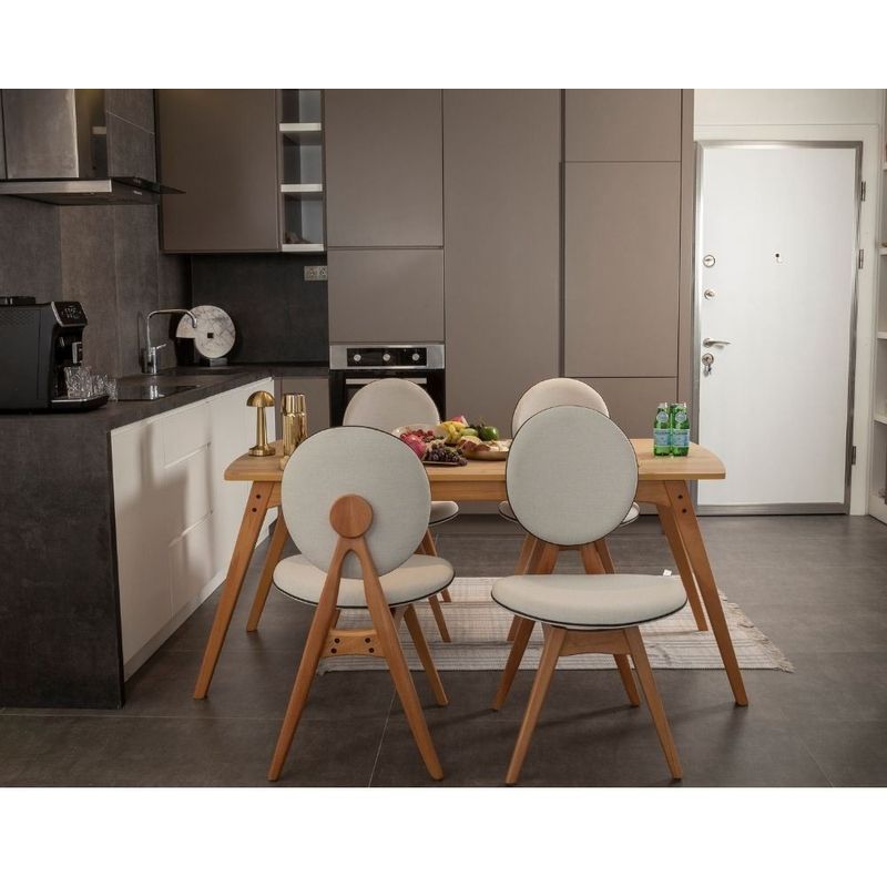 Casa si Gradina - Mobilier - Seturi de mobilier - Seturi mese si scaune - Set masă/scaune (5 bucăți) Hanah Home, MDF, 52 x 44 x 91 cm, stejar/bej, 998VOW2161 - Infinity.ro