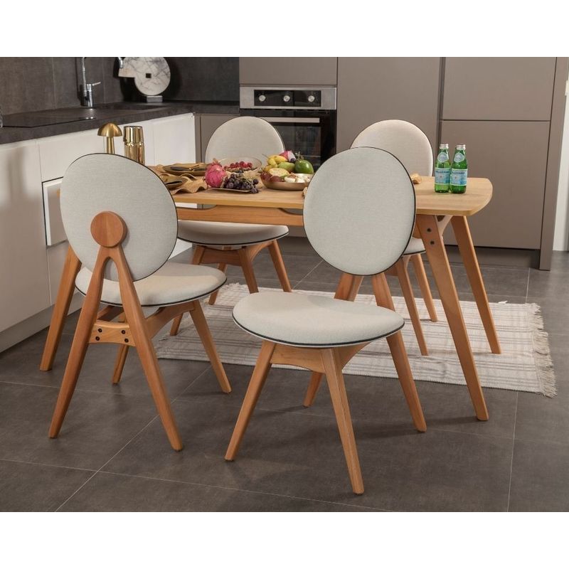 Casa si Gradina - Mobilier - Seturi de mobilier - Seturi mese si scaune - Set masă/scaune (5 bucăți) Hanah Home, MDF, 52 x 44 x 91 cm, stejar/bej, 998VOW2161 - Infinity.ro