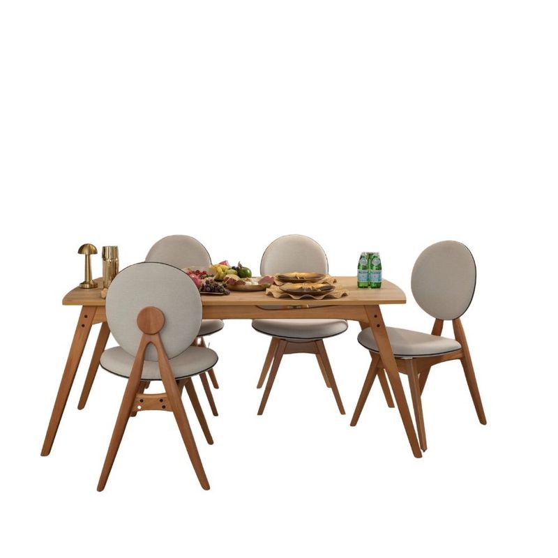 Casa si Gradina - Mobilier - Seturi de mobilier - Seturi mese si scaune - Set masă/scaune (5 bucăți) Hanah Home, MDF, 52 x 44 x 91 cm, stejar/bej, 998VOW2161 - Infinity.ro