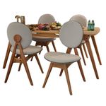 Casa si Gradina - Mobilier - Seturi de mobilier - Seturi mese si scaune - Set masă/scaune (5 bucăți) Hanah Home, MDF, 52 x 44 x 91 cm, stejar/bej, 998VOW2161 - Infinity.ro