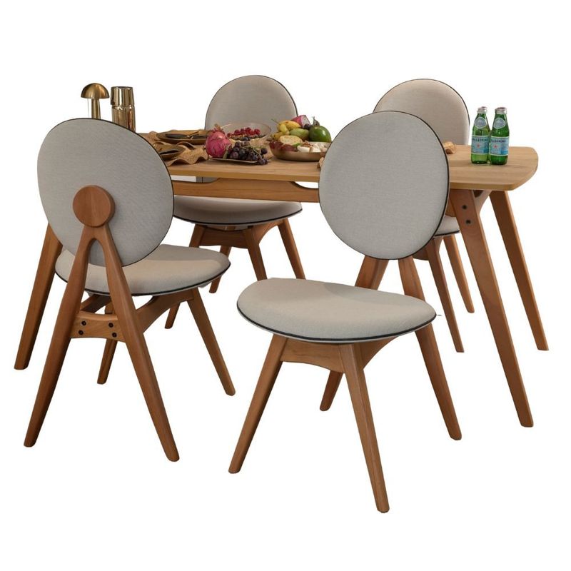 Casa si Gradina - Mobilier - Seturi de mobilier - Seturi mese si scaune - Set masă/scaune (5 bucăți) Hanah Home, MDF, 52 x 44 x 91 cm, stejar/bej, 998VOW2161 - Infinity.ro