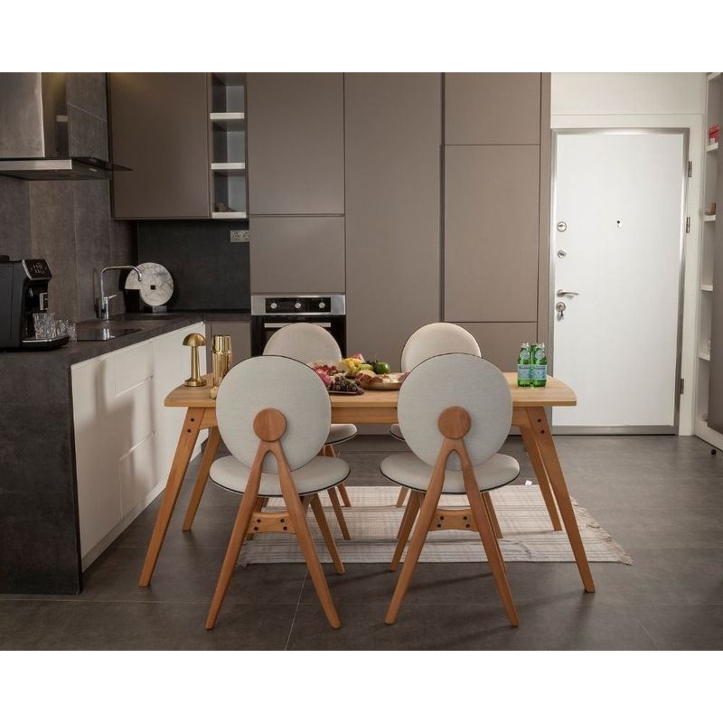 Casa si Gradina - Mobilier - Seturi de mobilier - Seturi mese si scaune - Set masă/scaune (5 bucăți) Hanah Home, MDF, 52 x 44 x 91 cm, stejar/bej, 998VOW2161 - Infinity.ro