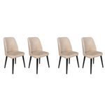 Casa si Gradina - Mobilier - Scaune si fotolii - Scaune - Set scaune (4 bucăți) Hanah Home, catifea, 50 x 49 x 90 cm, bej/negru, 974NMB1577 - Infinity.ro