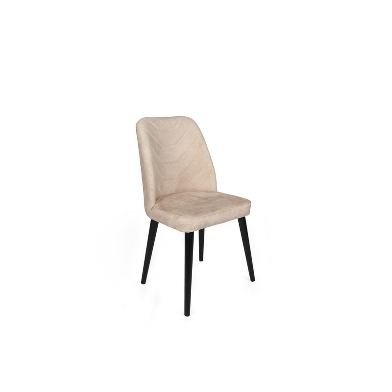 Casa si Gradina - Mobilier - Scaune si fotolii - Scaune - Set scaune (4 bucăți) Hanah Home, catifea, 50 x 49 x 90 cm, bej/negru, 974NMB1577 - Infinity.ro