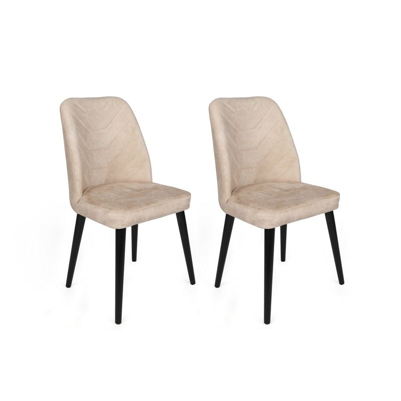 Casa si Gradina - Mobilier - Scaune si fotolii - Scaune - Set scaune (4 bucăți) Hanah Home, catifea, 50 x 49 x 90 cm, bej/negru, 974NMB1577 - Infinity.ro