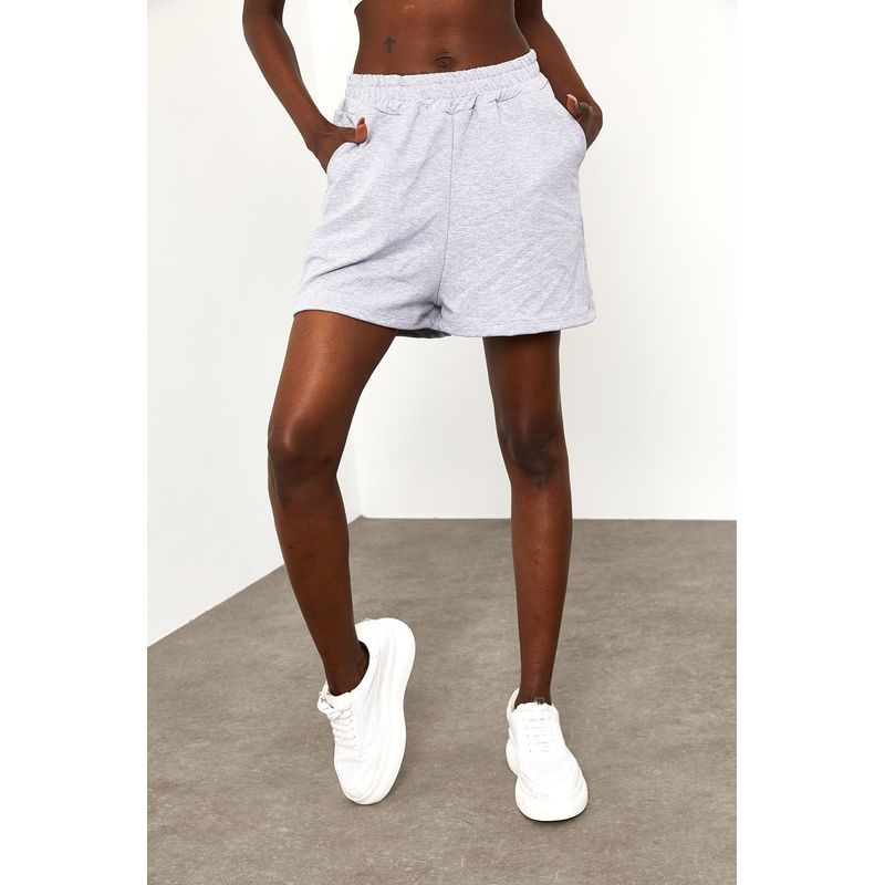 Fashion, accesorii si bijuterii - Femei - Imbracaminte femei - Pantaloni femei - Pantaloni scurți femei Jumeon, 70% bumbac și 30% poliester, gri, 215XHN1812 - S - Infinity.ro