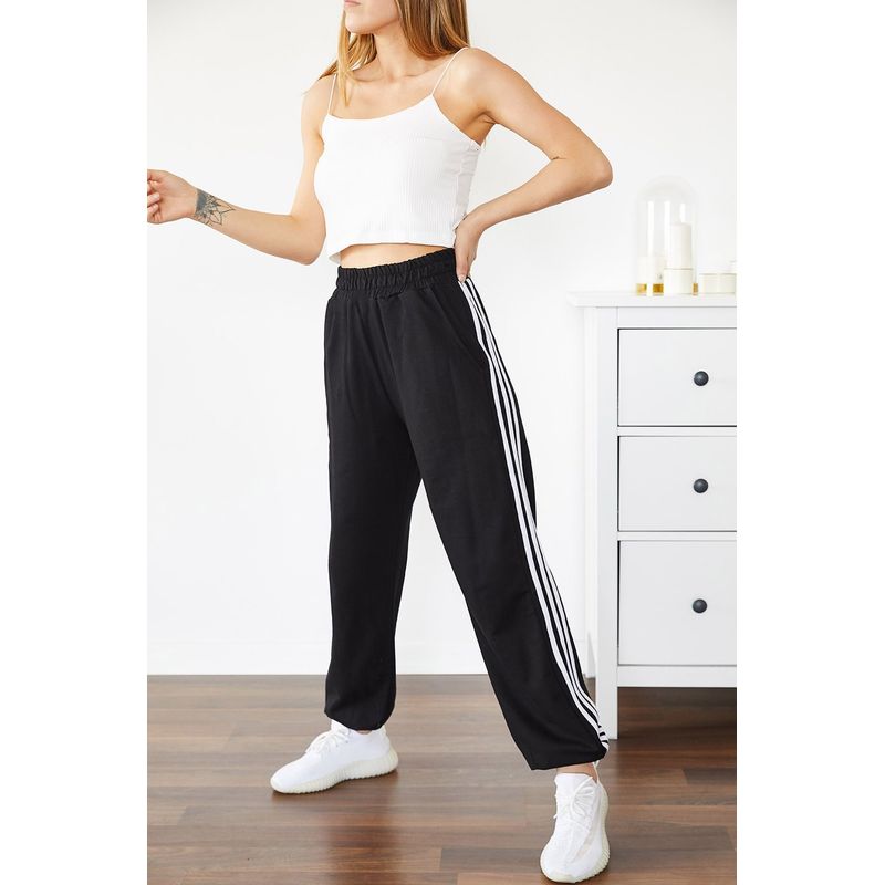Fashion, accesorii si bijuterii - Femei - Imbracaminte femei - Pantaloni femei - Pantaloni trening femei Jumeon, 30% bumbac și 70% poliester, negru, 215XHN1133 - S - Infinity.ro