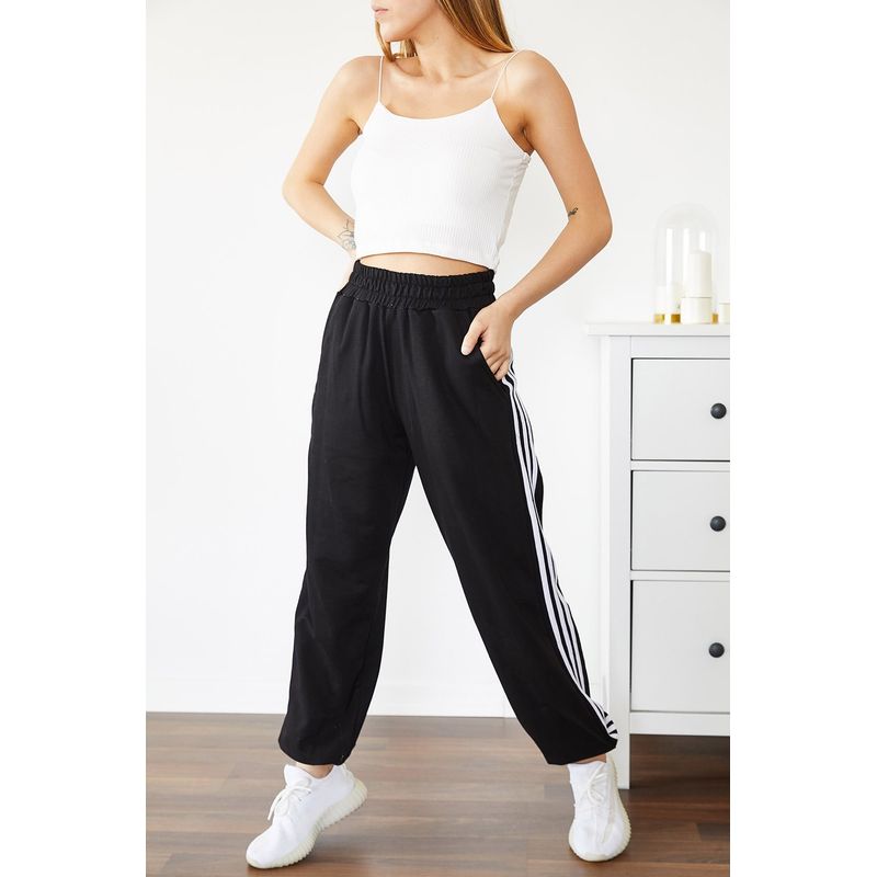 Fashion, accesorii si bijuterii - Femei - Imbracaminte femei - Pantaloni femei - Pantaloni trening femei Jumeon, 30% bumbac și 70% poliester, negru, 215XHN1133 - S - Infinity.ro