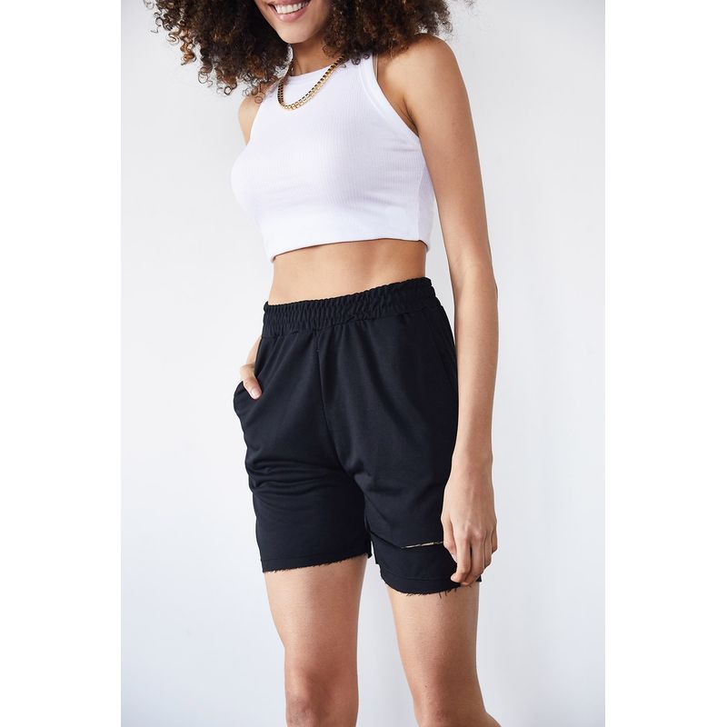 Fashion, accesorii si bijuterii - Femei - Imbracaminte femei - Pantaloni femei - Pantaloni scurți femei Jumeon, 65% bumbac și 35% poliester, negru, 215XHN1319 - S - Infinity.ro