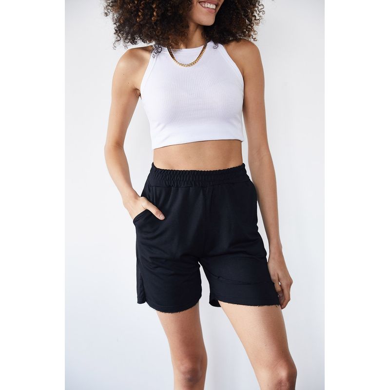 Fashion, accesorii si bijuterii - Femei - Imbracaminte femei - Pantaloni femei - Pantaloni scurți femei Jumeon, 65% bumbac și 35% poliester, negru, 215XHN1319 - S - Infinity.ro