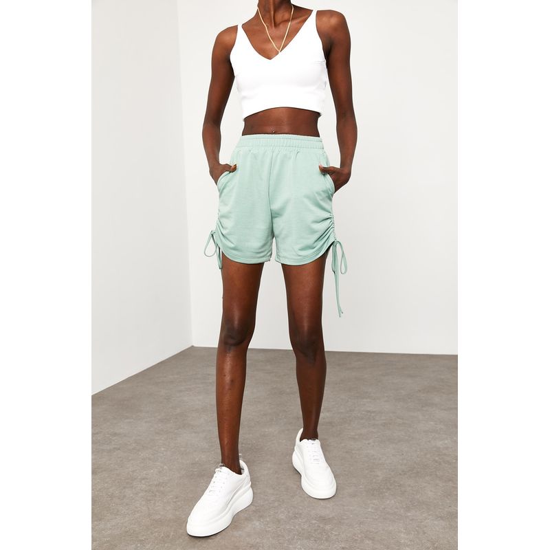 Fashion, accesorii si bijuterii - Femei - Imbracaminte femei - Pantaloni femei - Pantaloni scurți femei Jumeon, 65% bumbac, albastru, 215XHN1321 - S - Infinity.ro