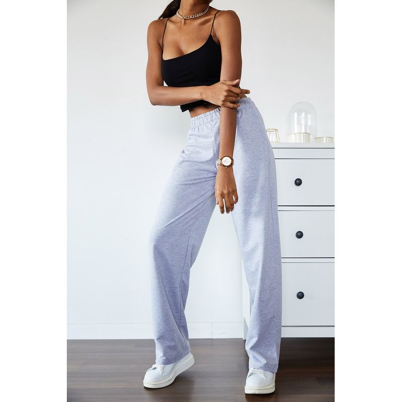 Fashion, accesorii si bijuterii - Femei - Imbracaminte femei - Pantaloni femei - Pantaloni trening femei Jumeon, 100% bumbac, gri, 215XHN1304 - L - Infinity.ro