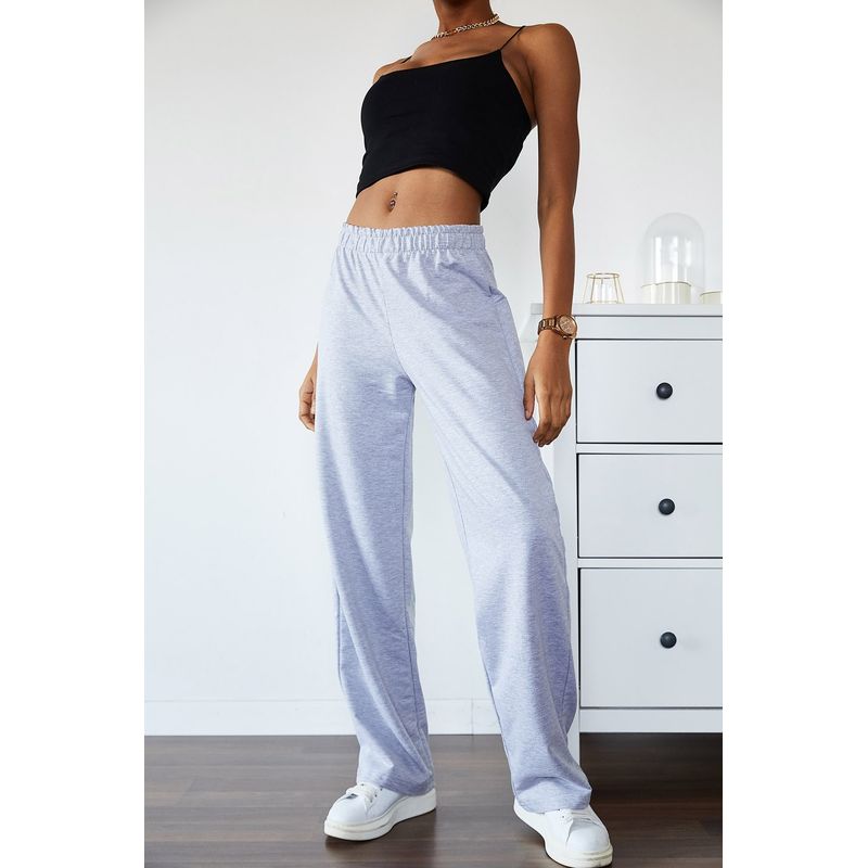 Fashion, accesorii si bijuterii - Femei - Imbracaminte femei - Pantaloni femei - Pantaloni trening femei Jumeon, 100% bumbac, gri, 215XHN1304 - L - Infinity.ro
