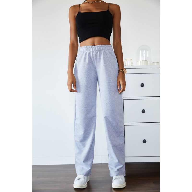 Fashion, accesorii si bijuterii - Femei - Imbracaminte femei - Pantaloni femei - Pantaloni trening femei Jumeon, 100% bumbac, gri, 215XHN1304 - L - Infinity.ro