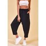 Fashion, accesorii si bijuterii - Femei - Imbracaminte femei - Pantaloni femei - Pantaloni femei Jumeon, 100% bumbac, negru, 215XHN1943 - L - Infinity.ro