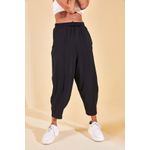 Fashion, accesorii si bijuterii - Femei - Imbracaminte femei - Pantaloni femei - Pantaloni femei Jumeon, 100% bumbac, negru, 215XHN1943 - L - Infinity.ro