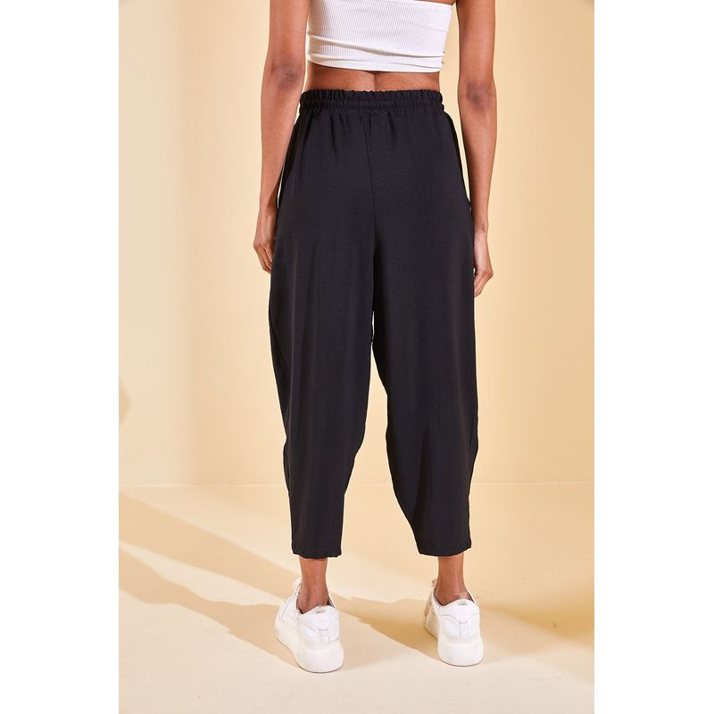 Fashion, accesorii si bijuterii - Femei - Imbracaminte femei - Pantaloni femei - Pantaloni femei Jumeon, 100% bumbac, negru, 215XHN1943 - L - Infinity.ro