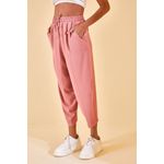 Fashion, accesorii si bijuterii - Femei - Imbracaminte femei - Pantaloni femei - Pantaloni femei Jumeon, 100% bumbac, roz pudrat, 215XHN1941 - L - Infinity.ro