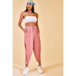 Fashion, accesorii si bijuterii - Femei - Imbracaminte femei - Pantaloni femei - Pantaloni femei Jumeon, 100% bumbac, roz pudrat, 215XHN1941 - L - Infinity.ro